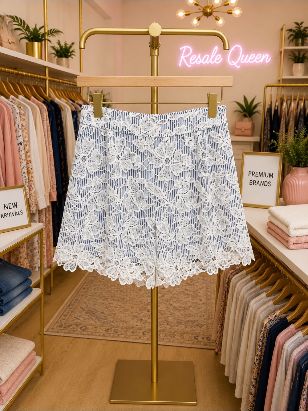 Adiva White Lace High-Waist Women’s Shorts